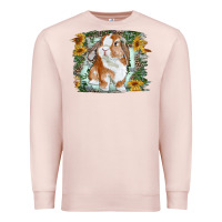 Pale Pink Bunny With Flower Leopard Premium Sweatshirt - RanaPortraitStore