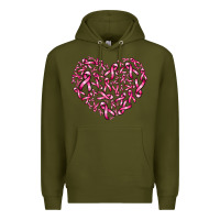 Army Green breast cancer ribbon heart Premium Hoodie - AdoDesignShop