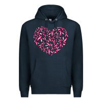 Navy breast cancer ribbon heart Premium Hoodie - AdoDesignShop