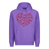 Purple breast cancer ribbon heart Premium Hoodie - AdoDesignShop