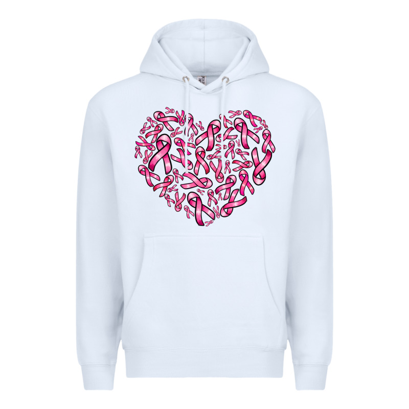Breast Cancer Ribbon Heart Premium Hoodie by AdoDesignShop | Teevron