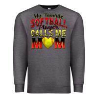 Charcoal Heather my favorite softball player calls me mom Premium Sweatshirt - Zillion Design Studio