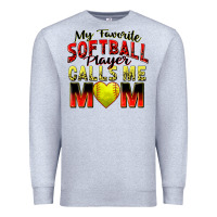 Heather Grey my favorite softball player calls me mom Premium Sweatshirt - Zillion Design Studio