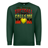 Sports Green my favorite softball player calls me mom Premium Sweatshirt - Zillion Design Studio