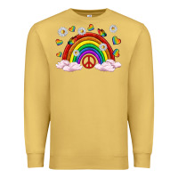 Antique Gold pride rainbow with daisy and butterfly Premium Sweatshirt - texasbilliewilder