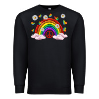 Black pride rainbow with daisy and butterfly Premium Sweatshirt - texasbilliewilder