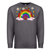 Charcoal Heather pride rainbow with daisy and butterfly Premium Sweatshirt - texasbilliewilder