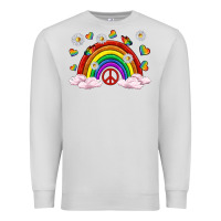 Dove Grey pride rainbow with daisy and butterfly Premium Sweatshirt - texasbilliewilder