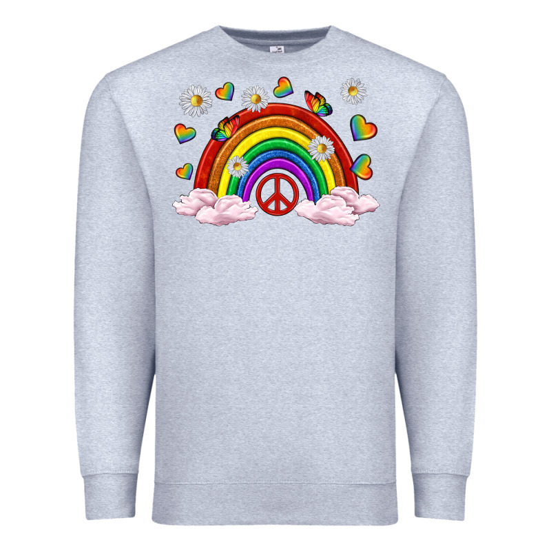 Pride Rainbow With Daisy And Butterfly Premium Sweatshirt by texasbilliewilder | Teevron