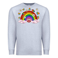 Heather Grey pride rainbow with daisy and butterfly Premium Sweatshirt - texasbilliewilder