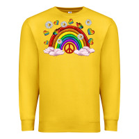 Lemon pride rainbow with daisy and butterfly Premium Sweatshirt - texasbilliewilder