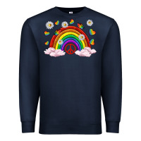 Navy pride rainbow with daisy and butterfly Premium Sweatshirt - texasbilliewilder