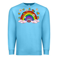 Ocean Blue pride rainbow with daisy and butterfly Premium Sweatshirt - texasbilliewilder