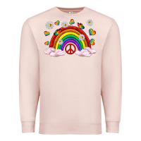 Pale Pink pride rainbow with daisy and butterfly Premium Sweatshirt - texasbilliewilder