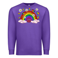 Purple pride rainbow with daisy and butterfly Premium Sweatshirt - texasbilliewilder