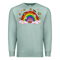 Seafoam pride rainbow with daisy and butterfly Premium Sweatshirt - texasbilliewilder