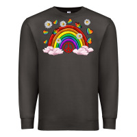 Smoke pride rainbow with daisy and butterfly Premium Sweatshirt - texasbilliewilder