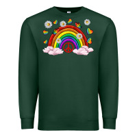 Sports Green pride rainbow with daisy and butterfly Premium Sweatshirt - texasbilliewilder