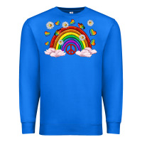 True Royal pride rainbow with daisy and butterfly Premium Sweatshirt - texasbilliewilder