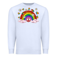 White pride rainbow with daisy and butterfly Premium Sweatshirt - texasbilliewilder