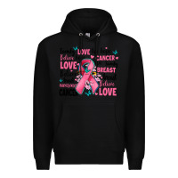 Black breast cancer ribbons with cancer words Premium Hoodie - AdoDesignShop