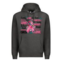 Charcoal Heather breast cancer ribbons with cancer words Premium Hoodie - AdoDesignShop