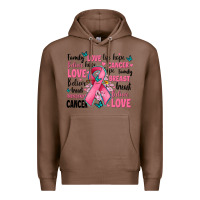 Chestnut breast cancer ribbons with cancer words Premium Hoodie - AdoDesignShop