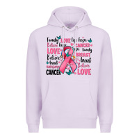 Lilac breast cancer ribbons with cancer words Premium Hoodie - AdoDesignShop