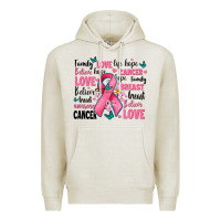 Oatmeal Heather breast cancer ribbons with cancer words Premium Hoodie - AdoDesignShop