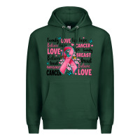 Sports Green breast cancer ribbons with cancer words Premium Hoodie - AdoDesignShop