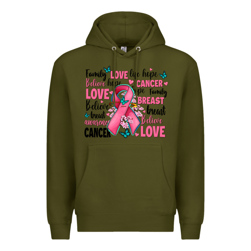 Breast Cancer Ribbons With Cancer Words Premium Hoodie by AdoDesignShop | Teevron