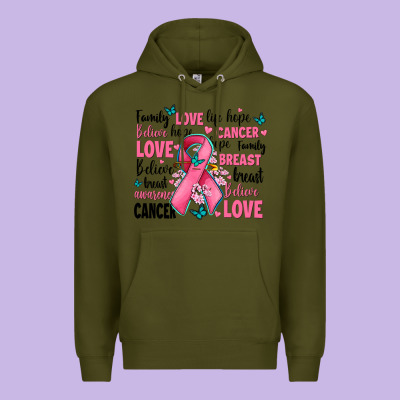 Breast Cancer Ribbons With Cancer Words Premium Hoodie Designed By Adodesignshop