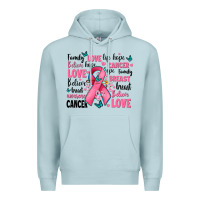 Blue Mist breast cancer ribbons with cancer words Premium Hoodie - AdoDesignShop