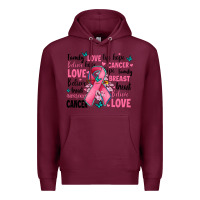 Burgundy breast cancer ribbons with cancer words Premium Hoodie - AdoDesignShop