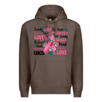 Coffee breast cancer ribbons with cancer words Premium Hoodie - AdoDesignShop