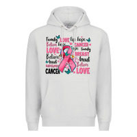 Dove Grey breast cancer ribbons with cancer words Premium Hoodie - AdoDesignShop