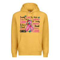 Mustard breast cancer ribbons with cancer words Premium Hoodie - AdoDesignShop