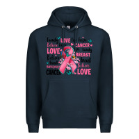 Navy breast cancer ribbons with cancer words Premium Hoodie - AdoDesignShop