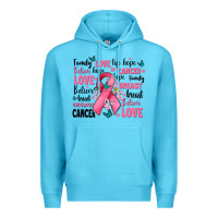 Ocean Blue breast cancer ribbons with cancer words Premium Hoodie - AdoDesignShop