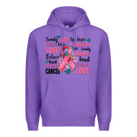 Purple breast cancer ribbons with cancer words Premium Hoodie - AdoDesignShop