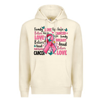Sandshell breast cancer ribbons with cancer words Premium Hoodie - AdoDesignShop