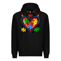 Black autism heart Premium Hoodie - Artiststas