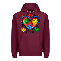 Burgundy autism heart Premium Hoodie - Artiststas