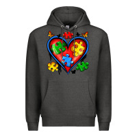 Charcoal Heather autism heart Premium Hoodie - Artiststas