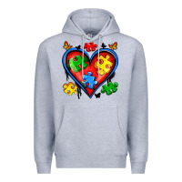 Heather Grey autism heart Premium Hoodie - Artiststas