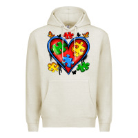 Oatmeal Heather autism heart Premium Hoodie - Artiststas