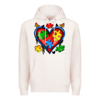 Pale Pink autism heart Premium Hoodie - Artiststas
