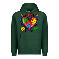 Sports Green autism heart Premium Hoodie - Artiststas