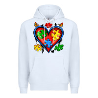White autism heart Premium Hoodie - Artiststas