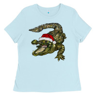 Baby Blue Christmas alligator Ladies Tee - BarkalooDesign